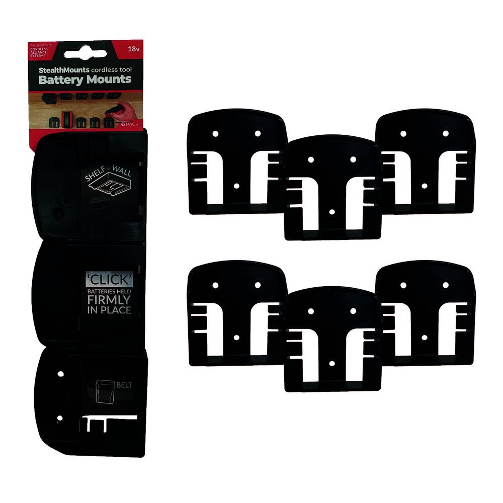 Black StealthMounts Battery Mounts for Cordless Alliance System CAS 6-pack