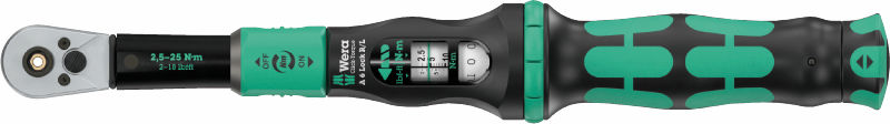 Wera Click-Torque Lock A 6 L/R Inställbar momentnyckel med 1/4"-sexkantsfattning, 2.5-25 Nm