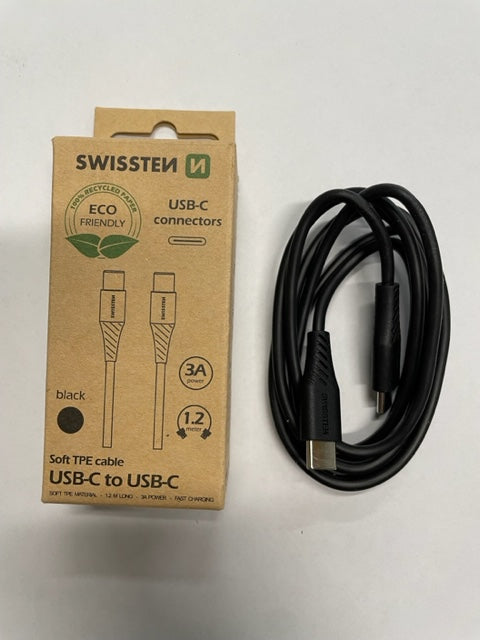 SWISSTEN Mobilkabel USB-C / USB-C Kabel Svart 1,2M