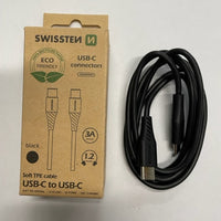 SWISSTEN Mobilkabel USB-C / USB-C Kabel Svart 1,2M