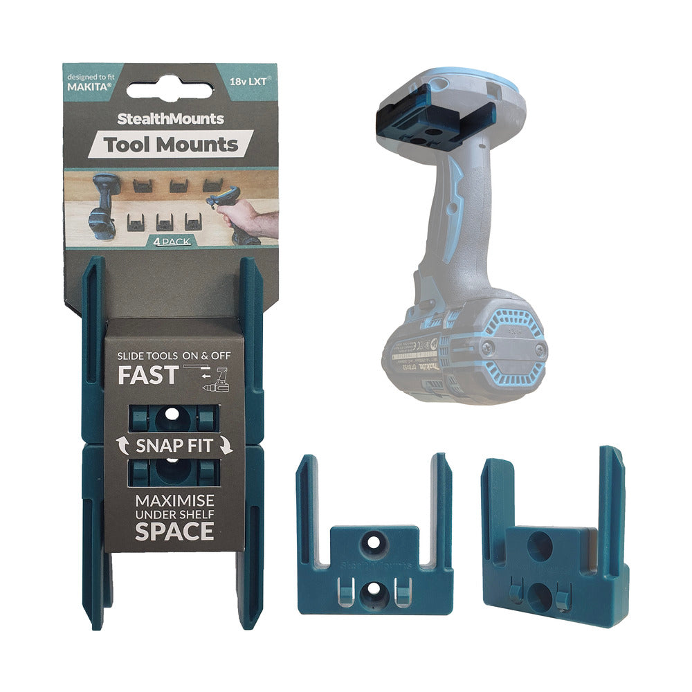 BLUE StealthMounts Tool Mounts (4 Pack ) for Makita 18V LXT