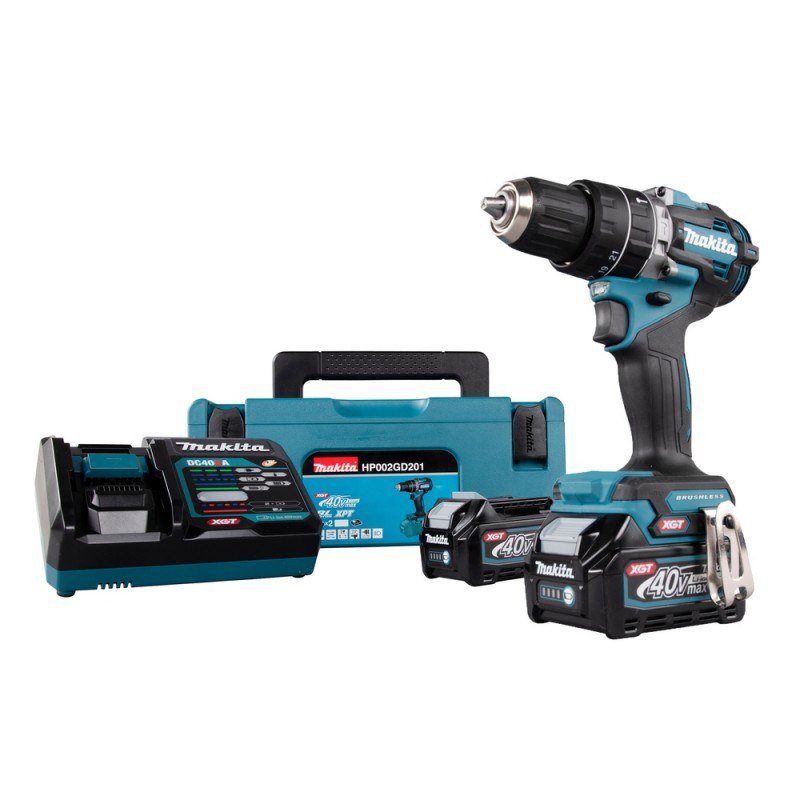 Makita Slagborr XGT 40V 2st 2.5AH + laddare - HP002GD201