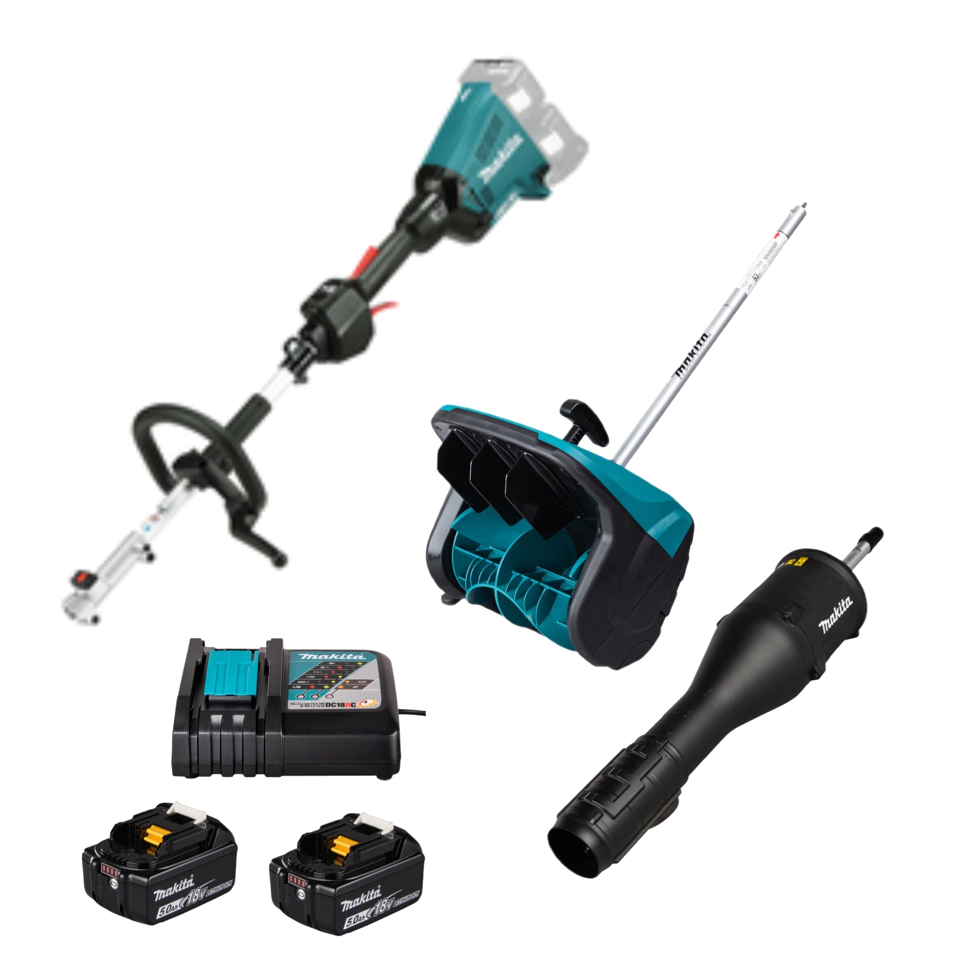 Makita Kombimaskinpaket 2x18V DUX60RT Snöskyffel Lövblås 2x5Ah Snabbladdare