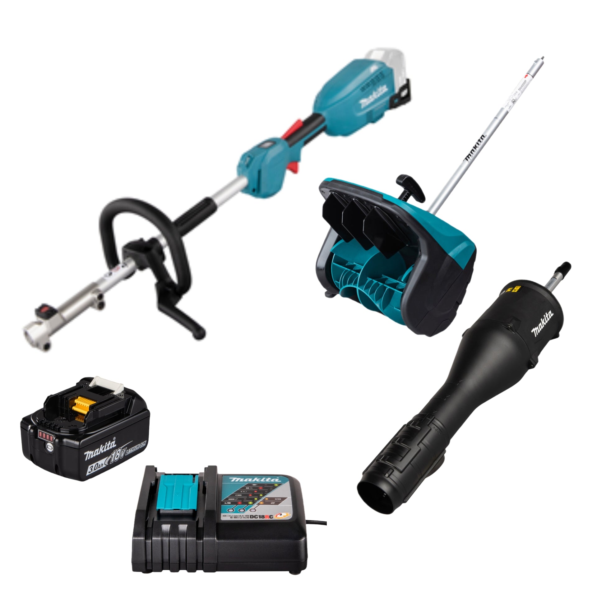 Makita Kombimaskinpaket 18V DUX18RF Snöskyffel Lövblåas 1x3Ah Snabbladdare