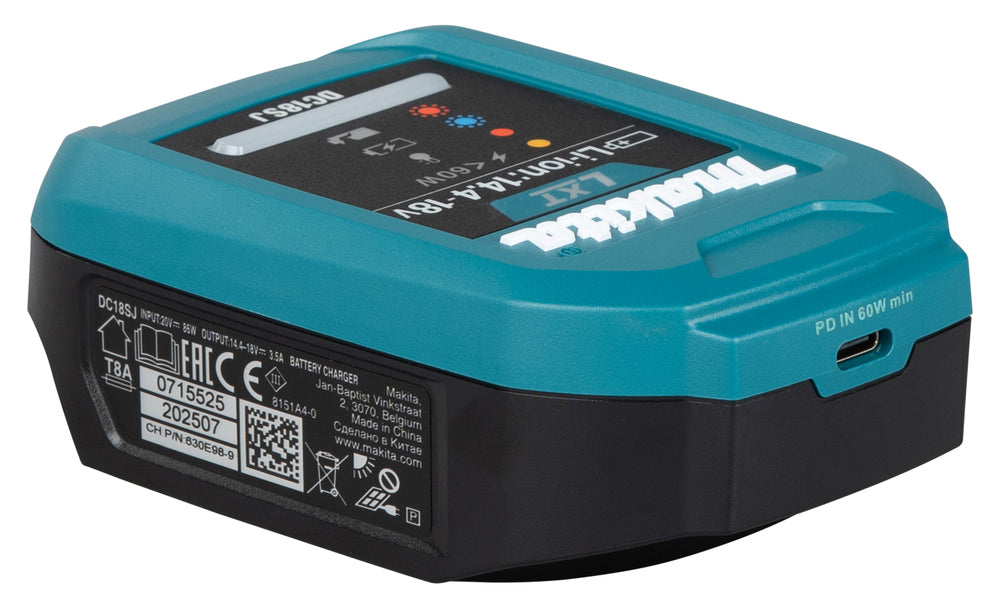 Makita DC18SJ USB-PD laddare för LXT® 14,4V / 18V