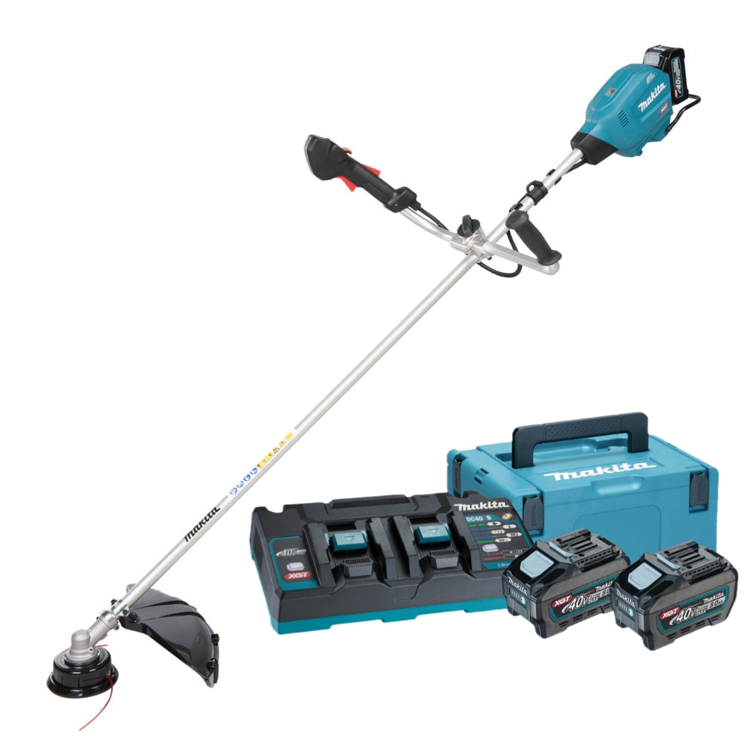 Makita Grästrimmer XGT 40V UR013GZ05 med 2x5Ah och dubbelladdare