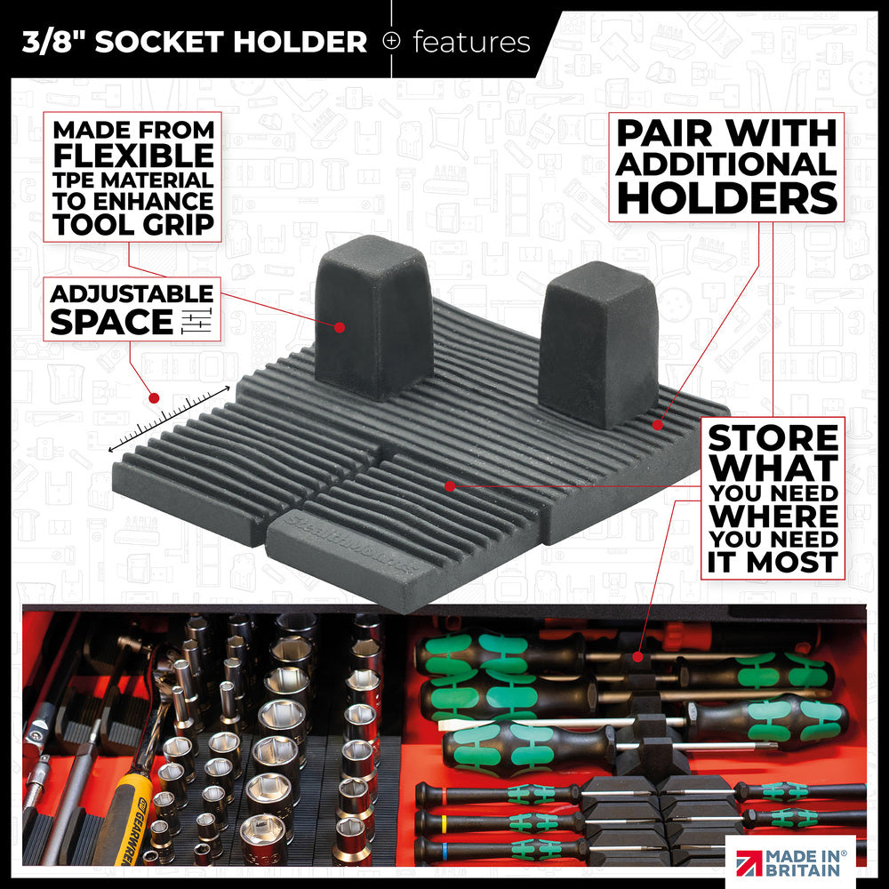 StealthMounts Drawer Hive 3/8" Socket Holder 10-Pack- DHSP-3/8-SK-10
