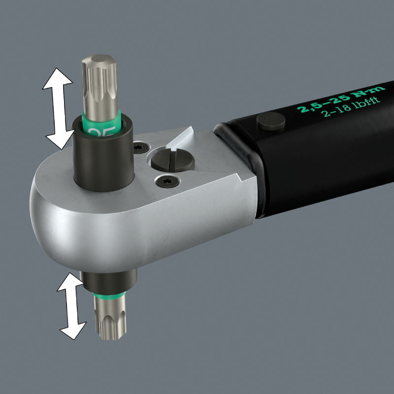 Wera Click-Torque Lock A 6 L/R Inställbar momentnyckel med 1/4"-sexkantsfattning, 2.5-25 Nm