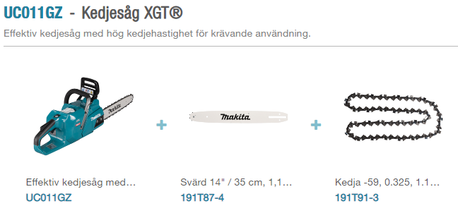 Makita Kedjesåg - UC011GZ XGT 40 V Naken