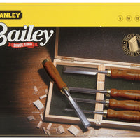 Stanley Trälåda med 5 Bailey stämjärn 6 10 15 20 och 25mm