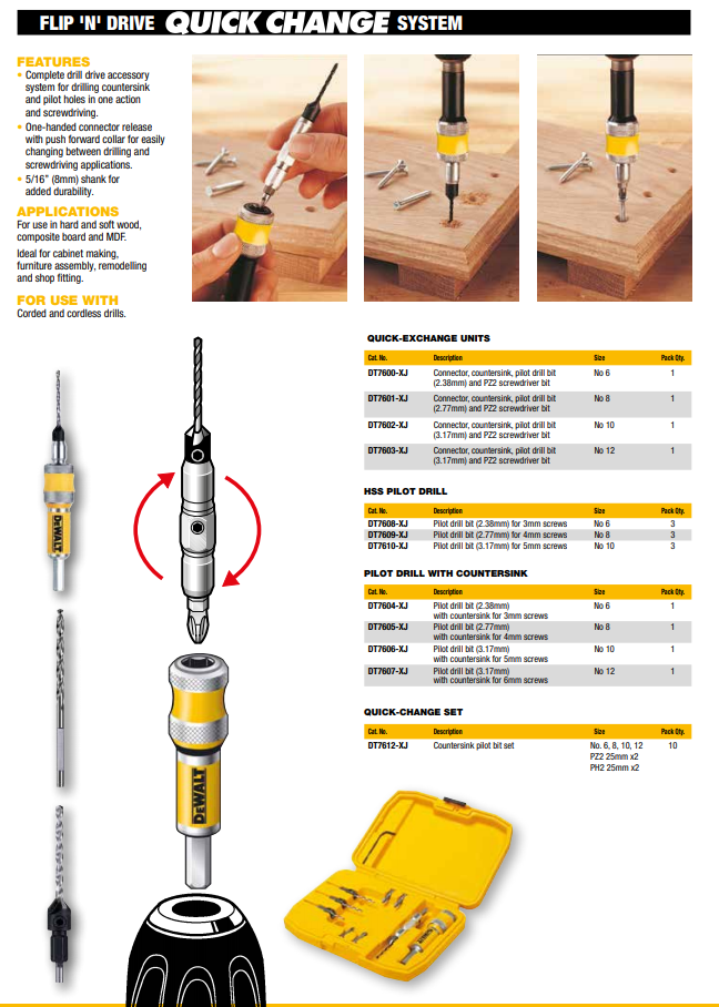 Dewalt Flip n drive system med borrförsänkare