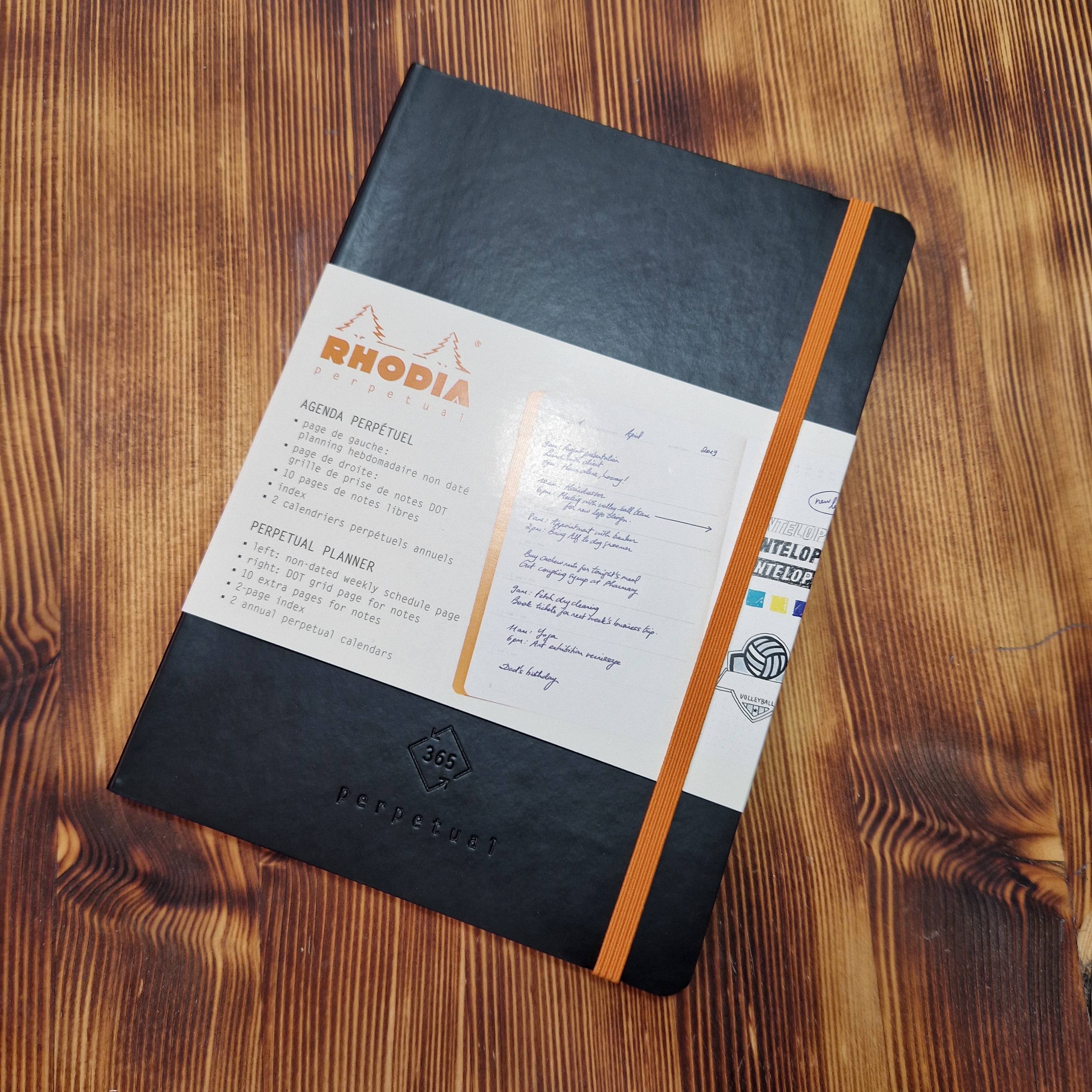 Evighetskalender Rhodia Perpetual A5 Svart 128 sidor anteckningsblock