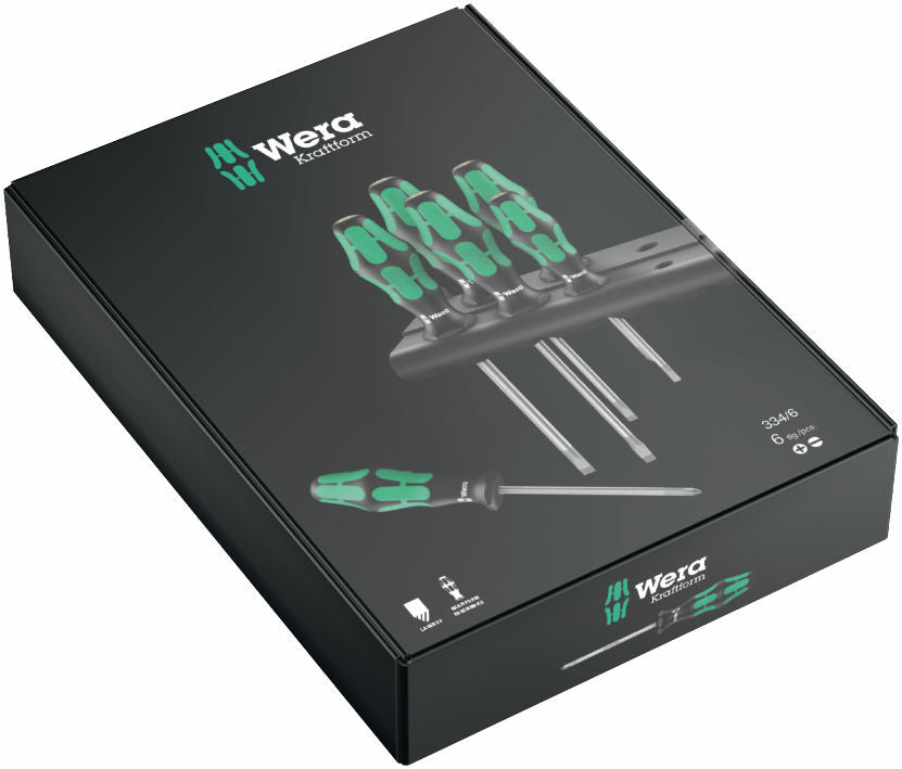 Wera 334/6 Mejselsats Kraftform Plus Lasertip + Rack 6 delar