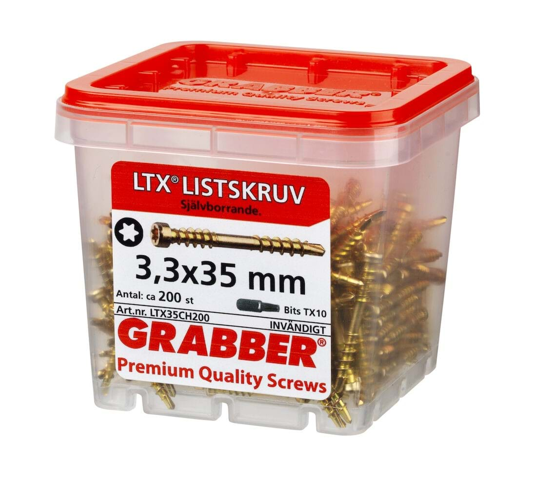 Grabber LTX Självborrande listskruv.  Gulkromaterad - Inomhusskruv