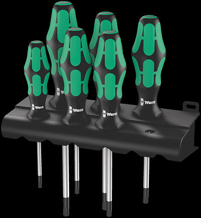 Wera 367/6 Torx skruvmejselsats kraftform Plus + Rack, 6 delar
