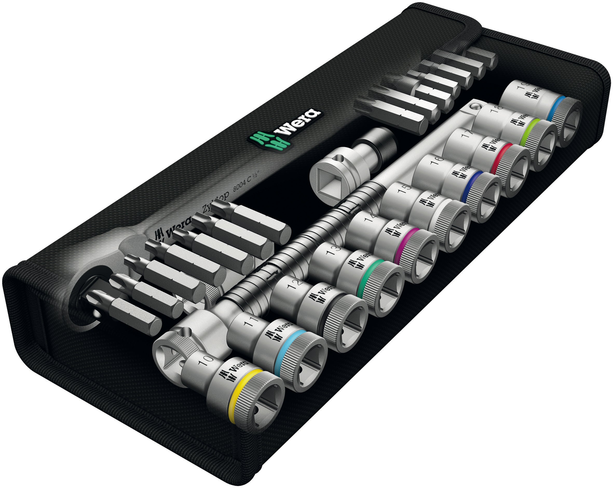 Wera 8100 SC 8 Zyklop Metal-spärrhandtagssats, omkopplingsspak, 1 /2 tums- fattning, metriska mått