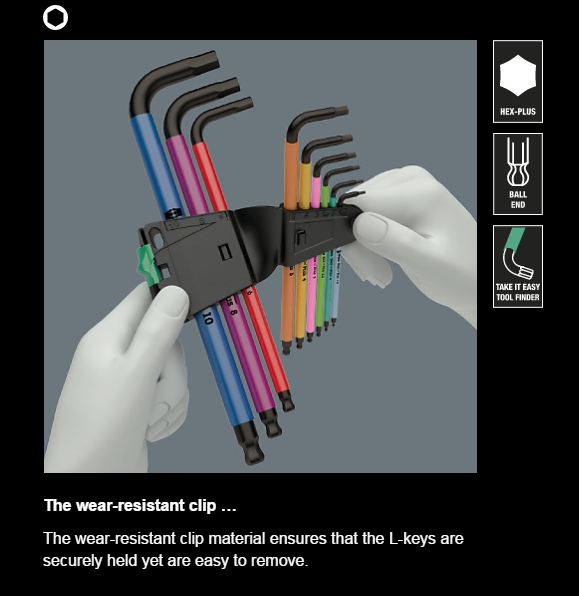 950 SPKL/9 SM N Multicolour L-key set, metric, BlackLaser