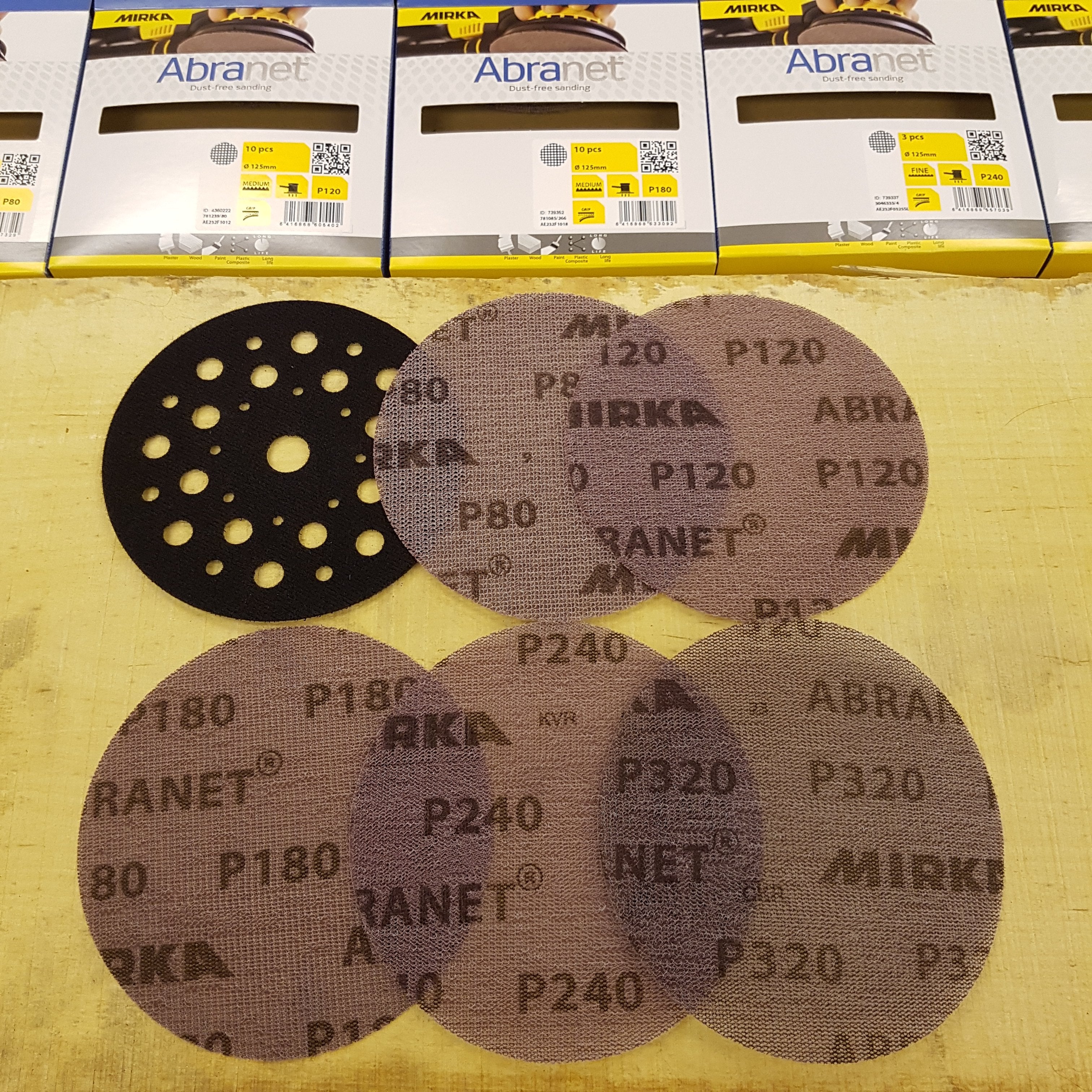 Abranet startkit 125mm Pad Saver och 5 st slipnät 80, 120, 180, 240 och 320