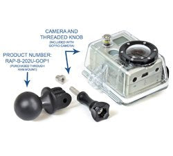 RAM 1" Diameter Ball with Custom GoPro® Hero Adapter  RAP-B-202U-GOP1