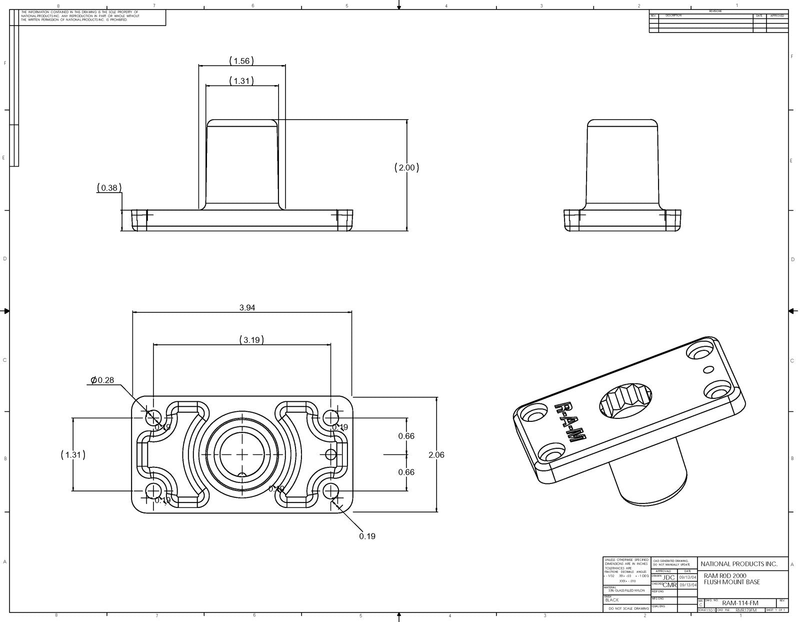 RAM-ROD™ Flush Base for Spline Posts  RAM-114FMU