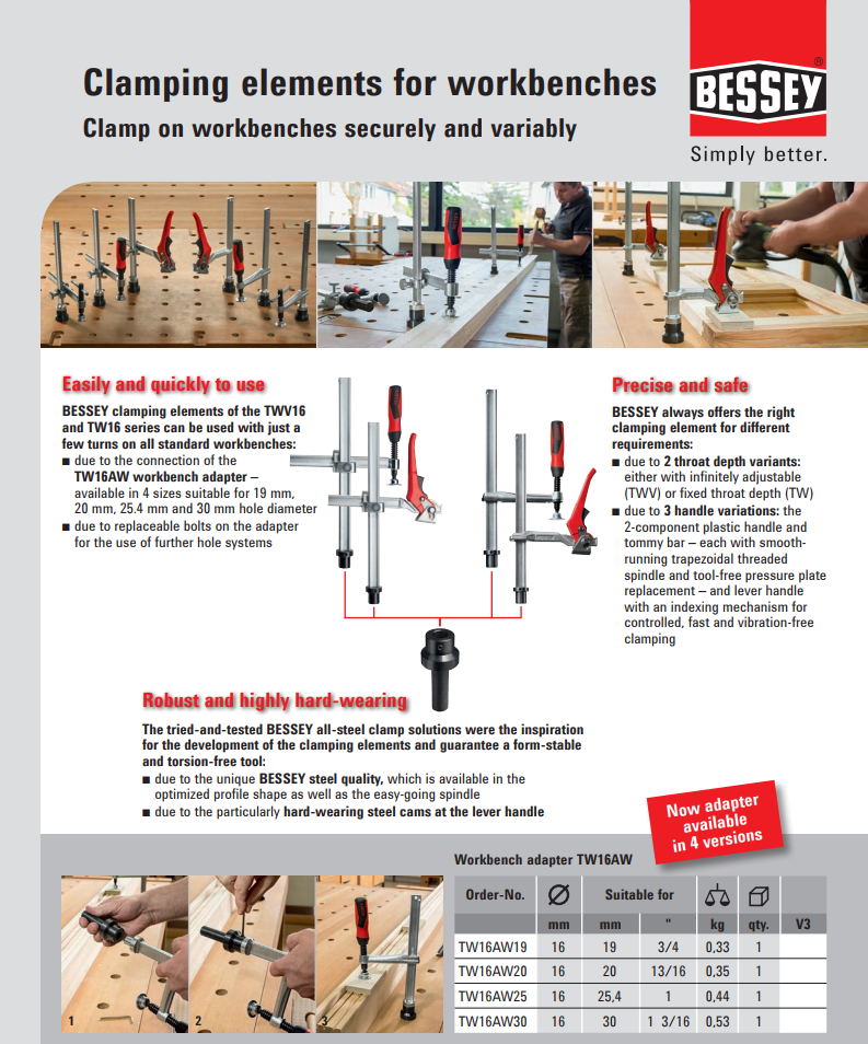 Bessey spännelement för MFT-bord och svetsbord