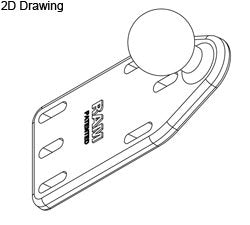 RAM Motorcycle Brake/Clutch Reservoir Cover Base with 1 inch Ball Offset  RAM-B-346U