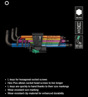 950 SPKL/9 SM N Multicolour L-key set, metric, BlackLaser