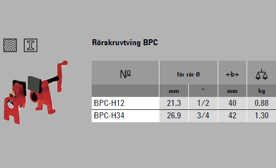 Bessey Rörskruvtving BPC Rörtving