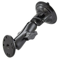 RAM Twist Lock Suction Cup with Double Socket Arm and Round Base Adapter