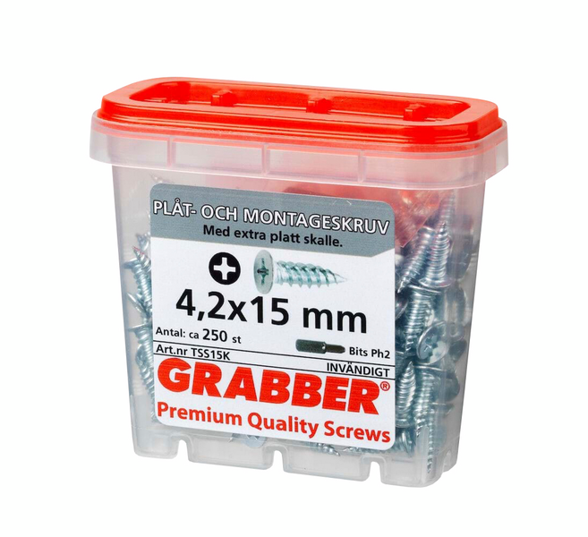 Grabber TSS15K 4,2x15 250-pack Självborrande Plåtskruv - Inomhus