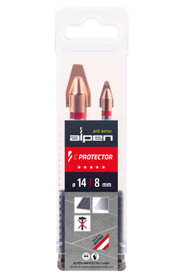 Alpen C Protector set med 2 st borrar, Ø 8.0 och 14.0 mm i box