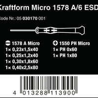 Wera 1578 A/6 ESD Elektriker-skruvmejselsats + rack, 6 delar