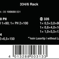 Wera 334/6 Mejselsats Kraftform Plus Lasertip + Rack 6 delar