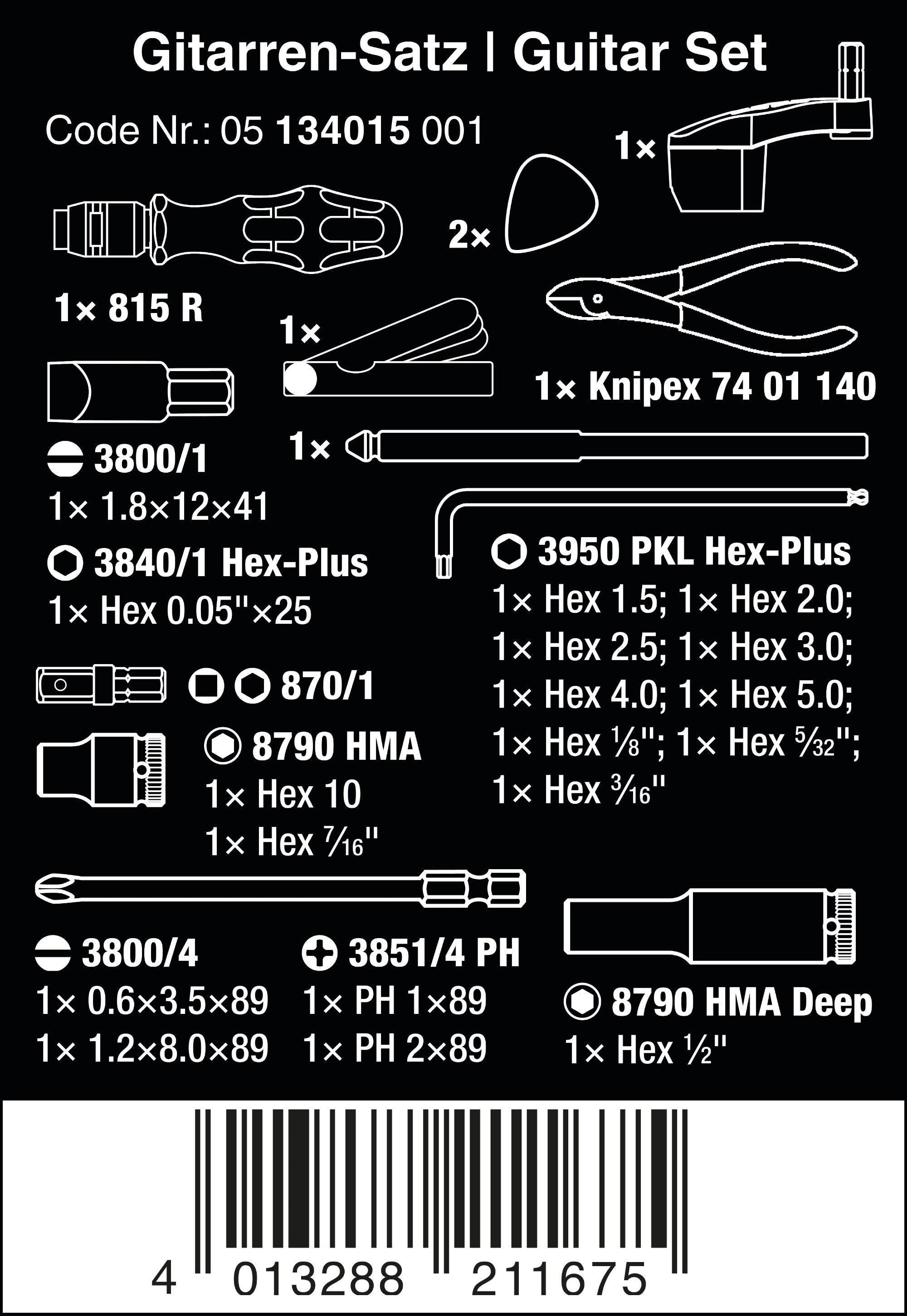 Wera 9100 Gitarr-verktygssats