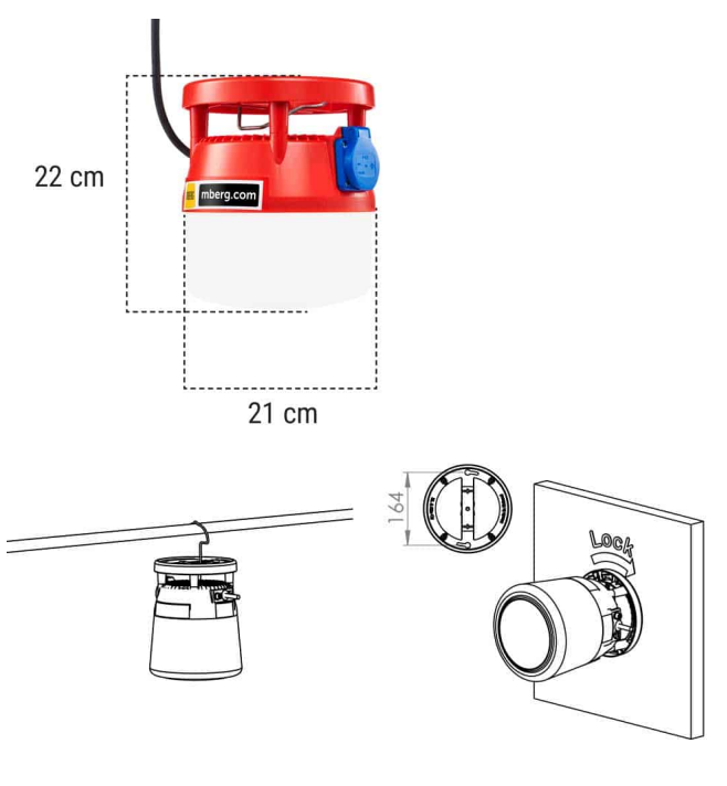 Mberg bygglampa 230V orange 2400lm