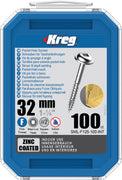 Kreg Pocket-Hole Screws 32 mm, Zinc Coated, Maxi-Loc, Coarse Thread, 100 piece