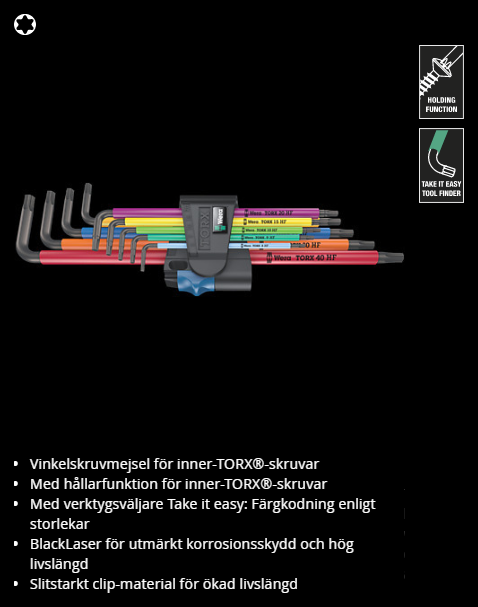 967/9 TORX XL Multicolour HF L-Key hållarfunktion