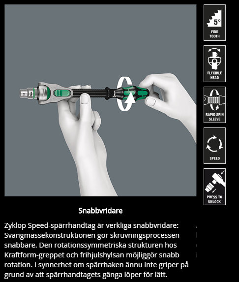 Wera Zyklop Speed spärrskaft 8000A/8000B/8000C