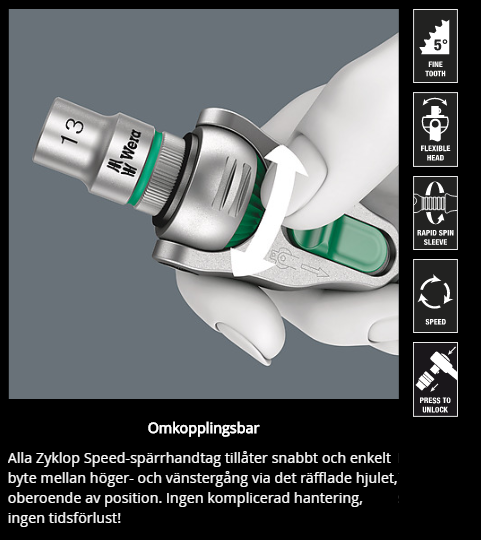 Wera Zyklop Speed spärrskaft 8000A/8000B/8000C