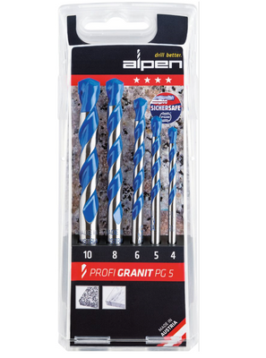 Alpen Cassette Profi Granite PG 5, 5 pcs., Ø 4.0/ 5.0/ 6.0/ 8.0/ 10.0mm