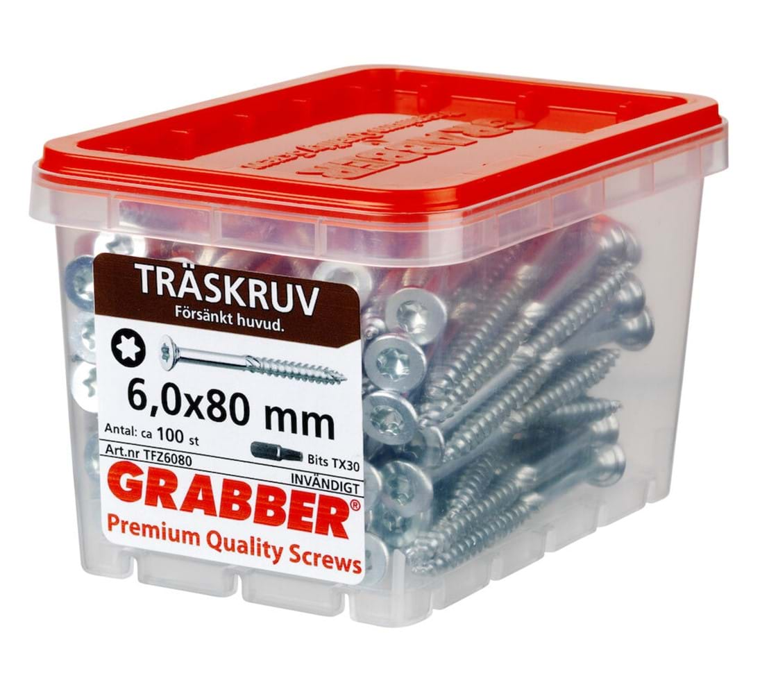 Grabber Träskruv TFZ 6,0mm Inomhusskruv