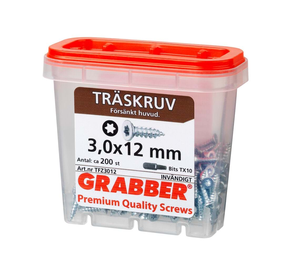 Grabber Träskruv TFZ  3,0-4,5mm Inomhusskruv