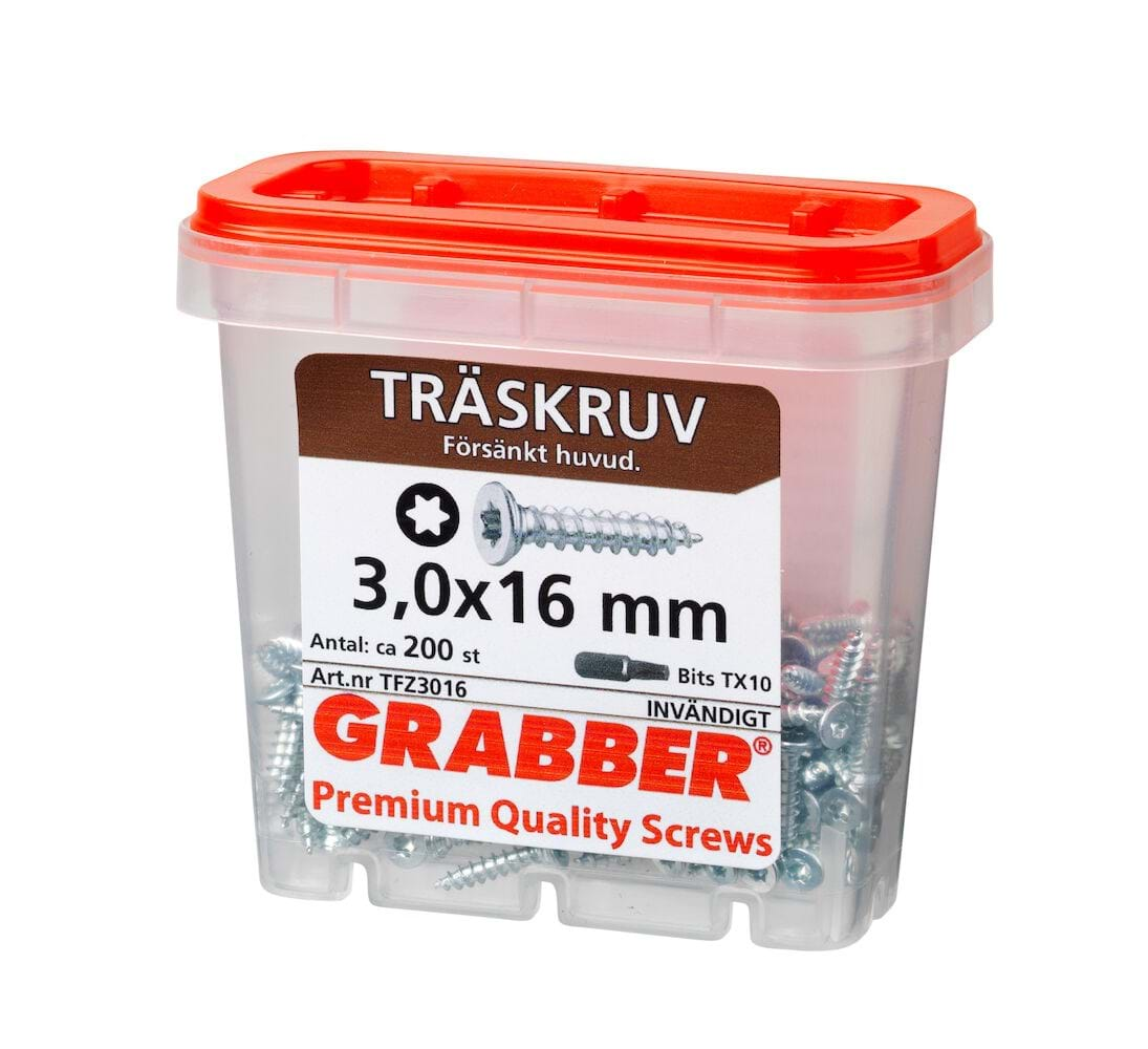 Grabber Träskruv TFZ  3,0-4,5mm Inomhusskruv