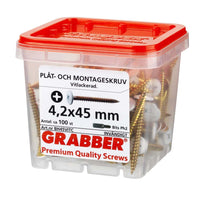 Grabber  BH45VITC 4,2x45 100-pack vitt huvud Plåt- och Montageskruv Inomhus