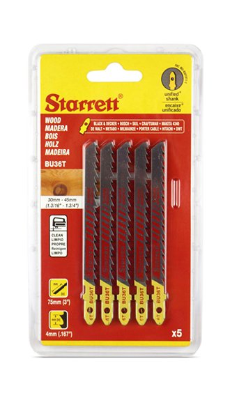 Starret Sticksågblad Trä Bi-metal unique BU36T - 5p