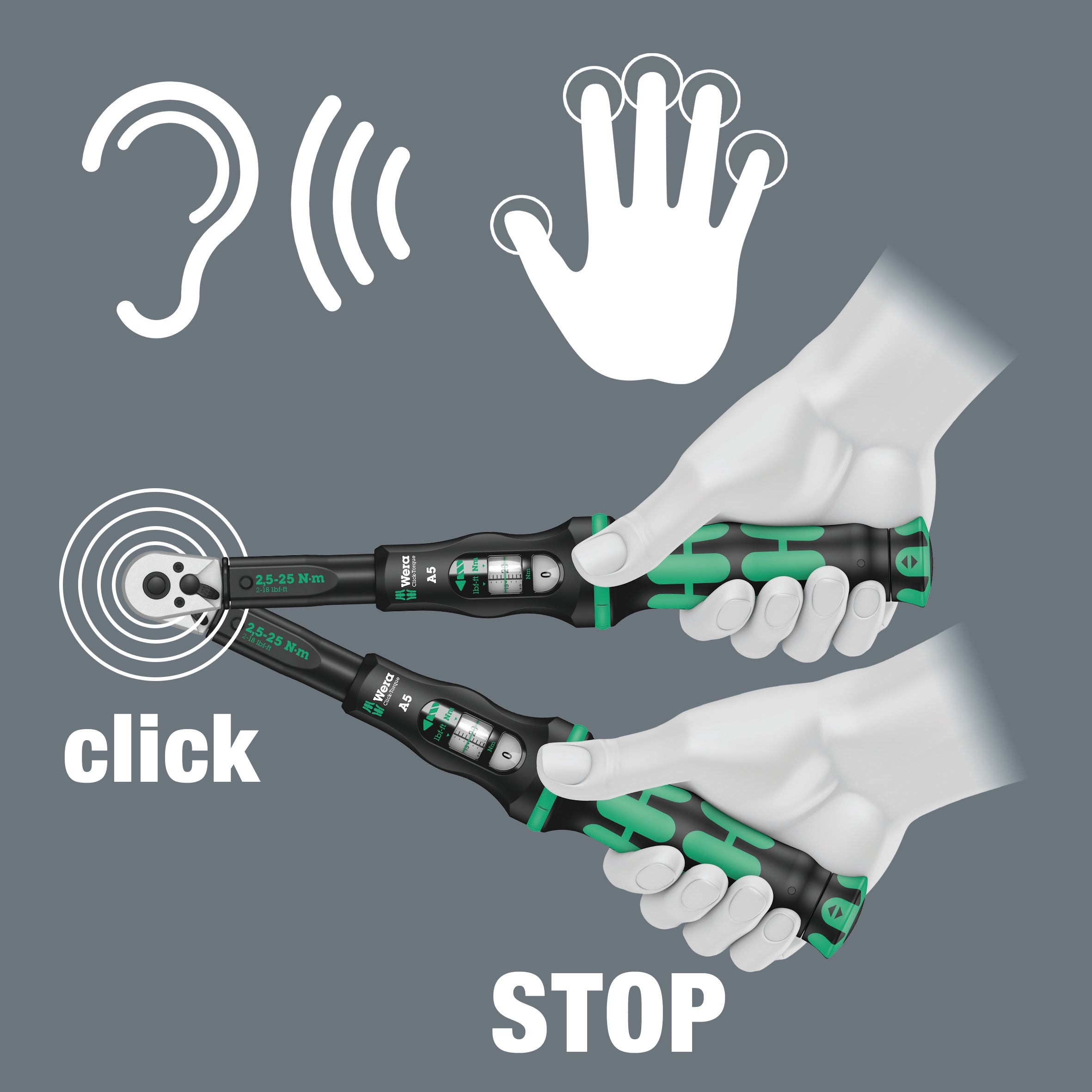 Wera Click-Torque Momentnycklar med omkopplare
