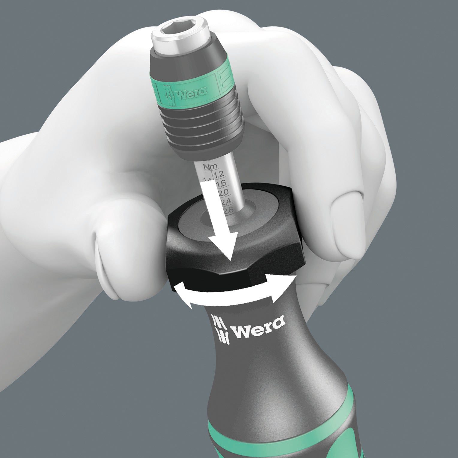 Wera Serie 7400 Kraftform inställbar momentskruvmejsel (0,1–3,0 Nm) med Rapidaptor-snabbfäste