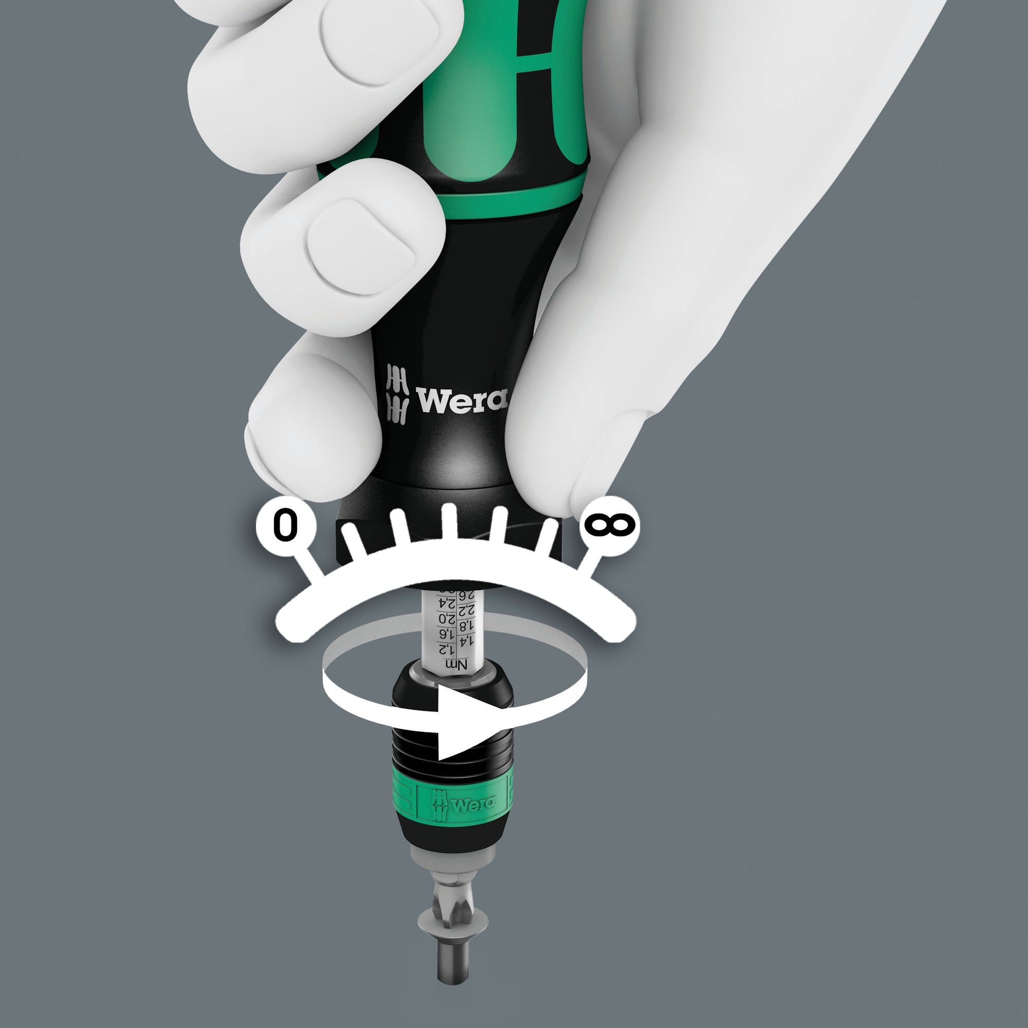 Wera Serie 7400 Kraftform inställbar momentskruvmejsel (0,1–3,0 Nm) med Rapidaptor-snabbfäste