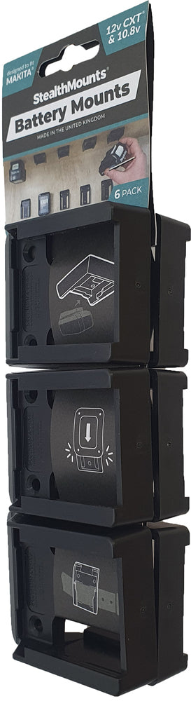 StealthMounts Battery Mounts for Makita 12v (6 pack ) Black