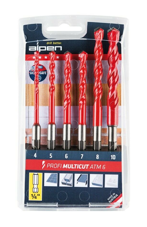 Alpen PROFI MULTICUT ATM 6, Kassett med 6 olika borrar,  Ø 4-10mm, 1/4 tums sexkants skaft